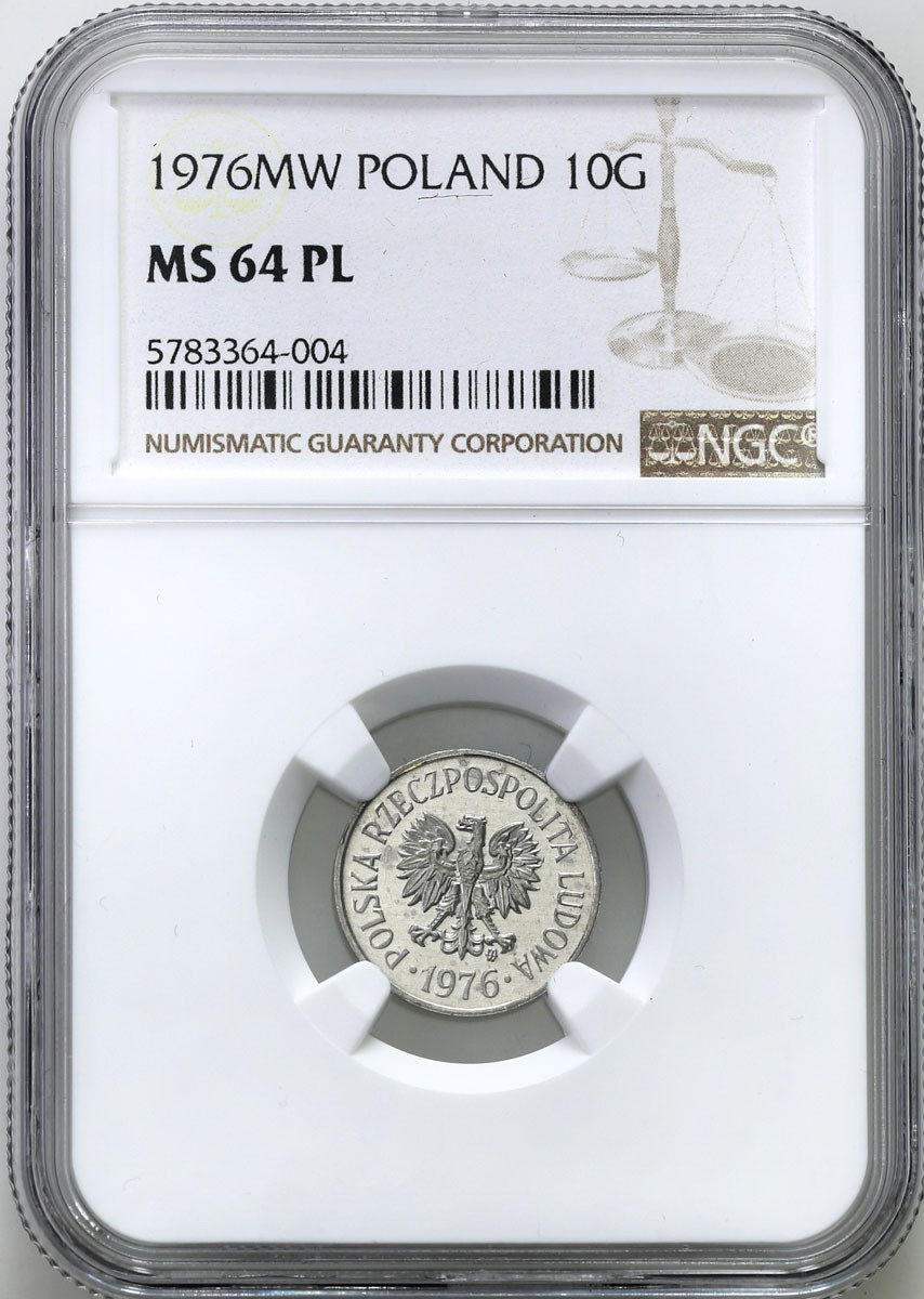 PRL. 10 groszy 1976 aluminium NGC MS64 PL (Proof like)